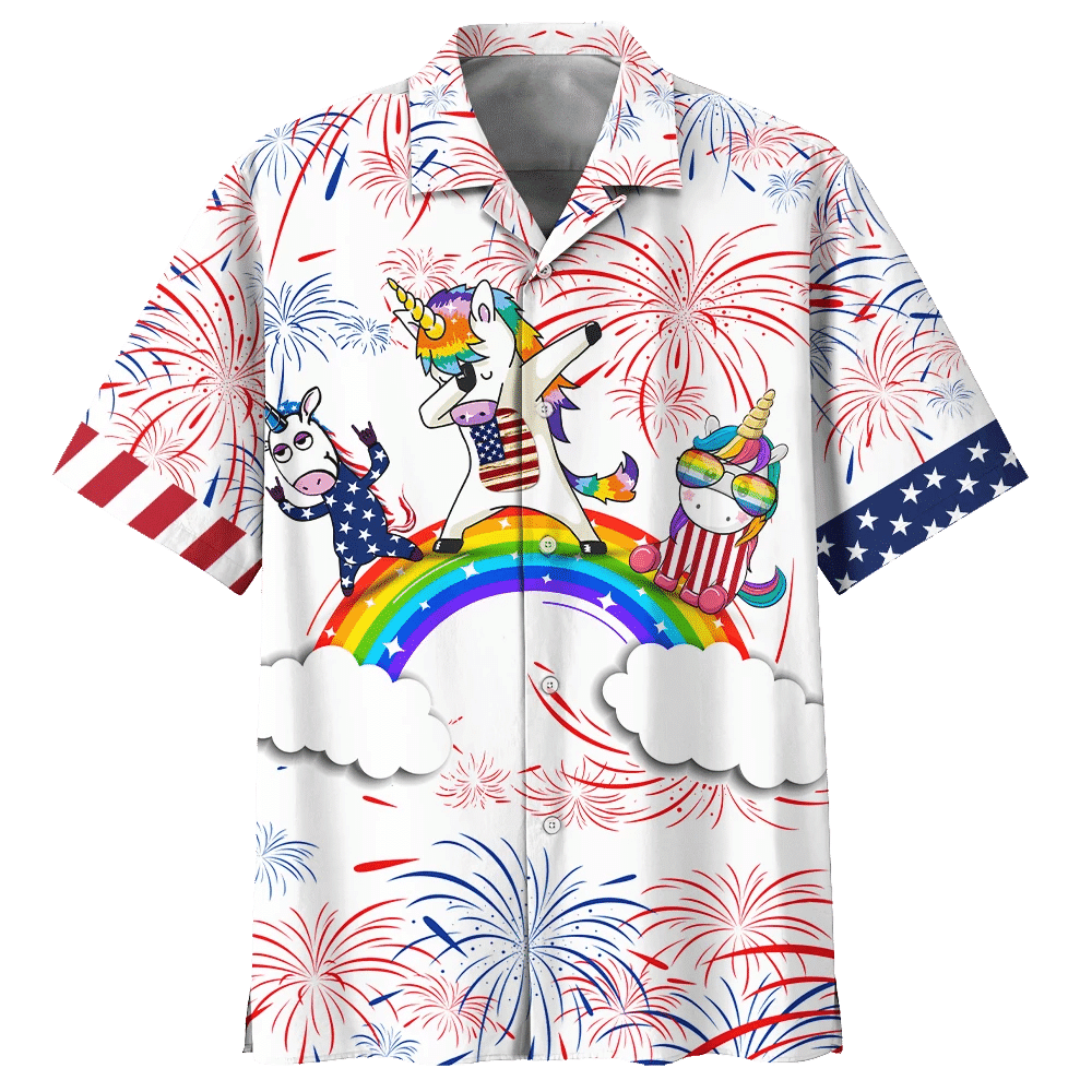 Rainbow And Unicorn Background Design Hawaiian Shirt,Hawaiian Shirt Gift, Christmas Gift