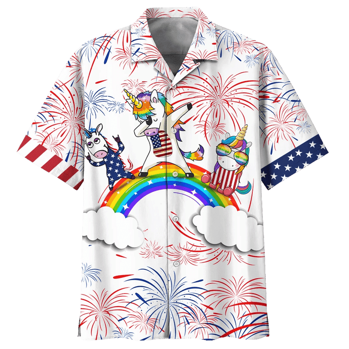 Rainbow And Unicorn Background Design Hawaiian Shirt,Hawaiian Shirt Gift, Christmas Gift