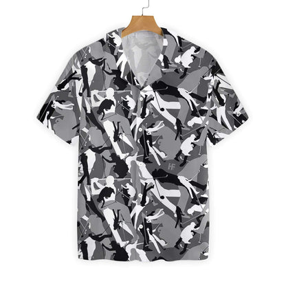 Golf Camouflage Pattern Black And White Design Hawaiian Shirt, Hawaiian Shirt Gift, Christmas Gift