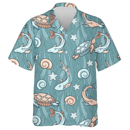 Triangle Sea Turtles Pink And Purple Vintage Style Hawaiian Shirt, Hawaiian Shirt Gift, Christmas Gift