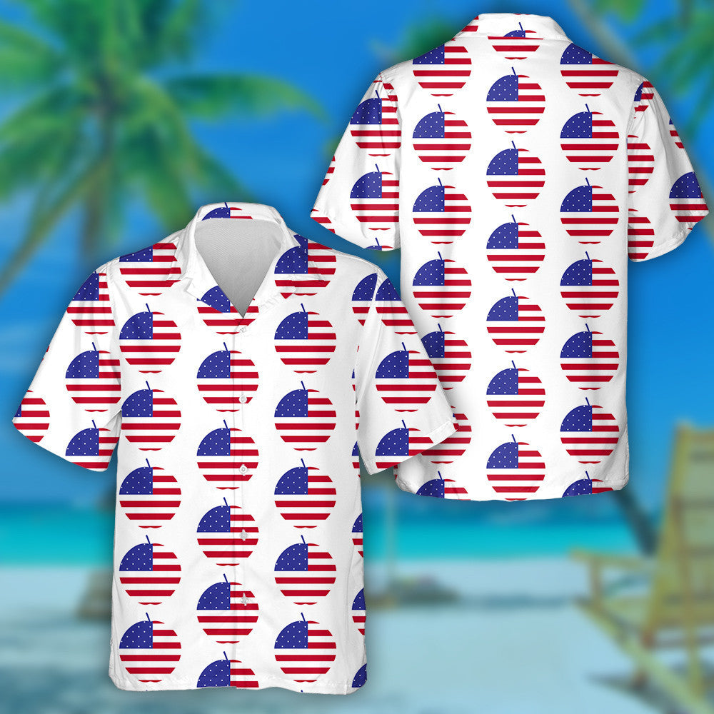 American Flag In The Shape Of Big Apple Pattern Hawaiian Shirt, Hawaiian Shirt Gift, Christmas Gift
