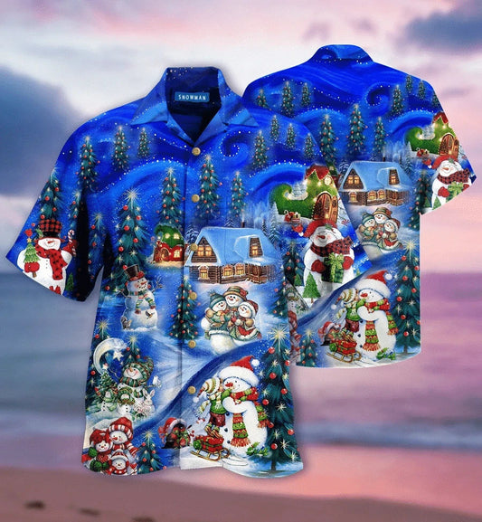 Design Hawaiian Shirt Chilling With My Snowmies Christmas,Hawaiian Shirt Gift, Christmas Gift