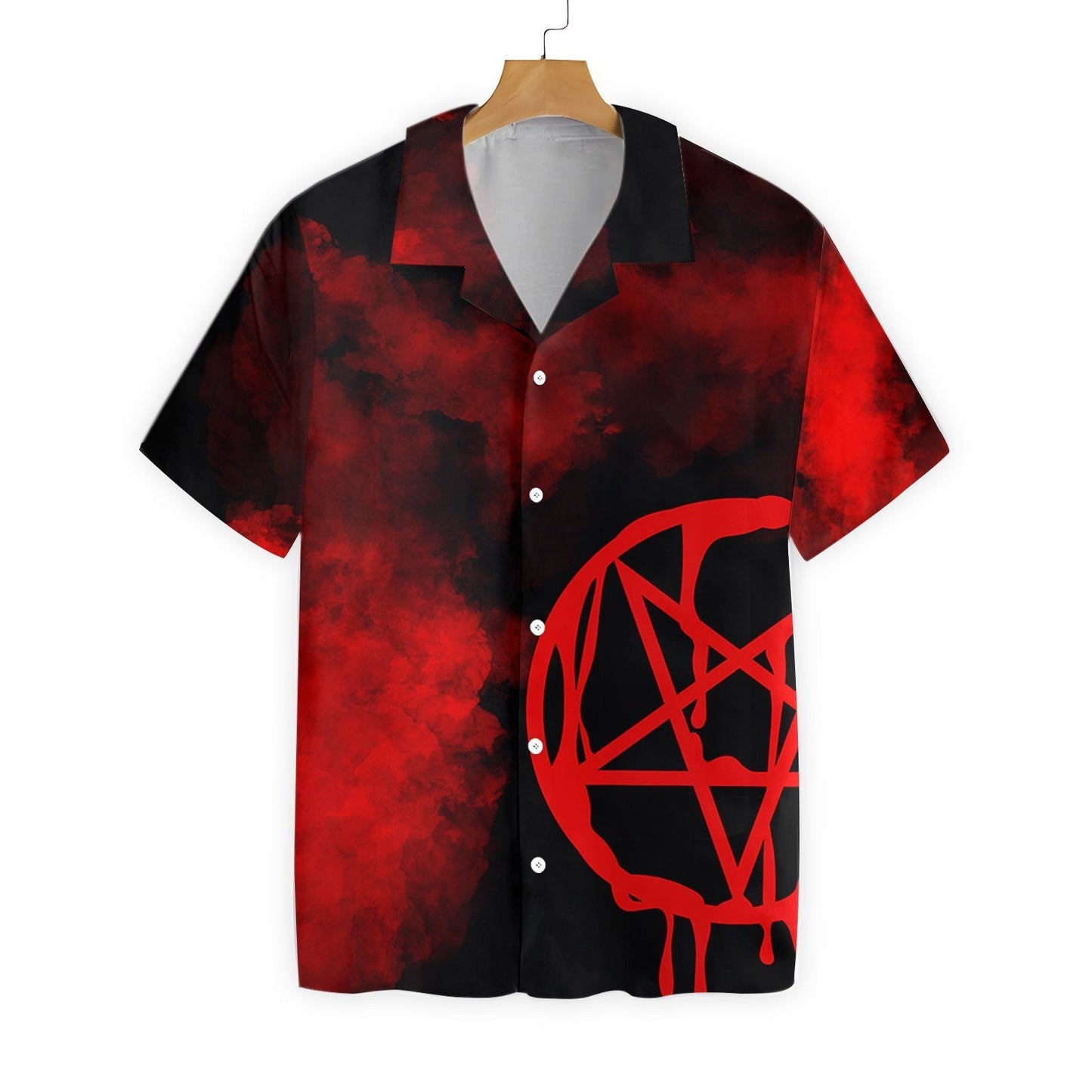 Pentagram Satanic Goth Gothic Black And Red Pattern Hawaiian Shirt, Hawaiian Shirt Gift, Christmas Gift