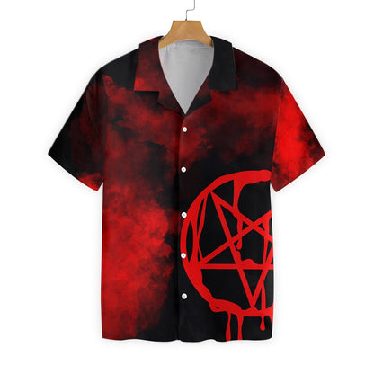 Pentagram Satanic Goth Gothic Black And Red Pattern Hawaiian Shirt, Hawaiian Shirt Gift, Christmas Gift