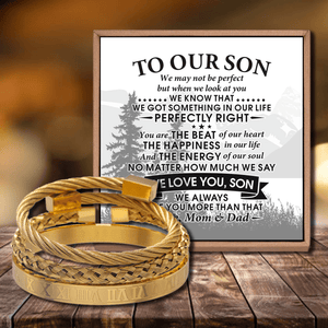 To Our Son - We Love You Roman Numeral Bangle Weave Bracelets Set