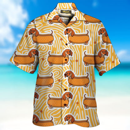 Dachshund Hot Dog Nice Ornamental Hawaiian Shirt And Short, Hawaiian Shirt Gift, Christmas Gift