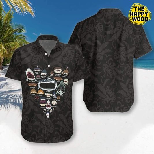 Shark Heart 3D Hawaiian Hawaii Shirt, Hawaiian Shirt Gift, Christmas Gift