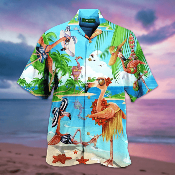 Summer Flamingo Ornamental Design Hawaiian Shirt,Hawaiian Shirt Gift, Christmas Gift