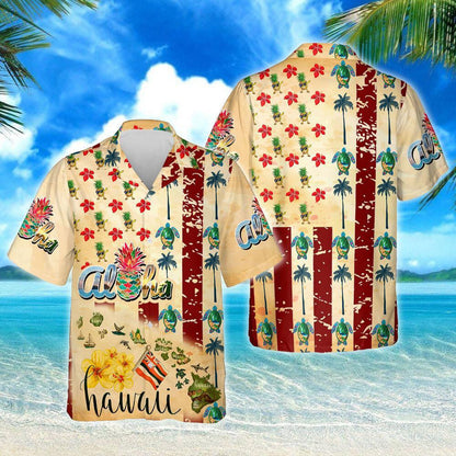 Aloha Summer Vibes Flowers And Leaves On Beige Background Hawaiian Shirt, Hawaiian Shirt Gift, Christmas Gift