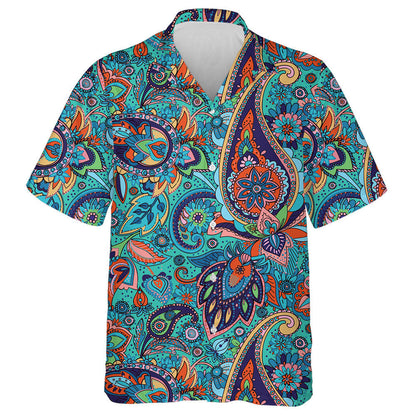 Multicolor Traditional Paisley Pattern With Flowers And Leaves Hawaiian Shirt, Hawaiian Shirt Gift, Christmas Gift