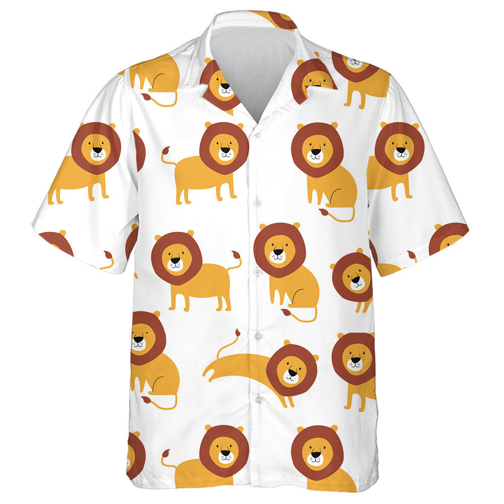 Funny Lion In Different Pose On White Background Hawaiian Shirt, Hawaiian Shirt Gift, Christmas Gift