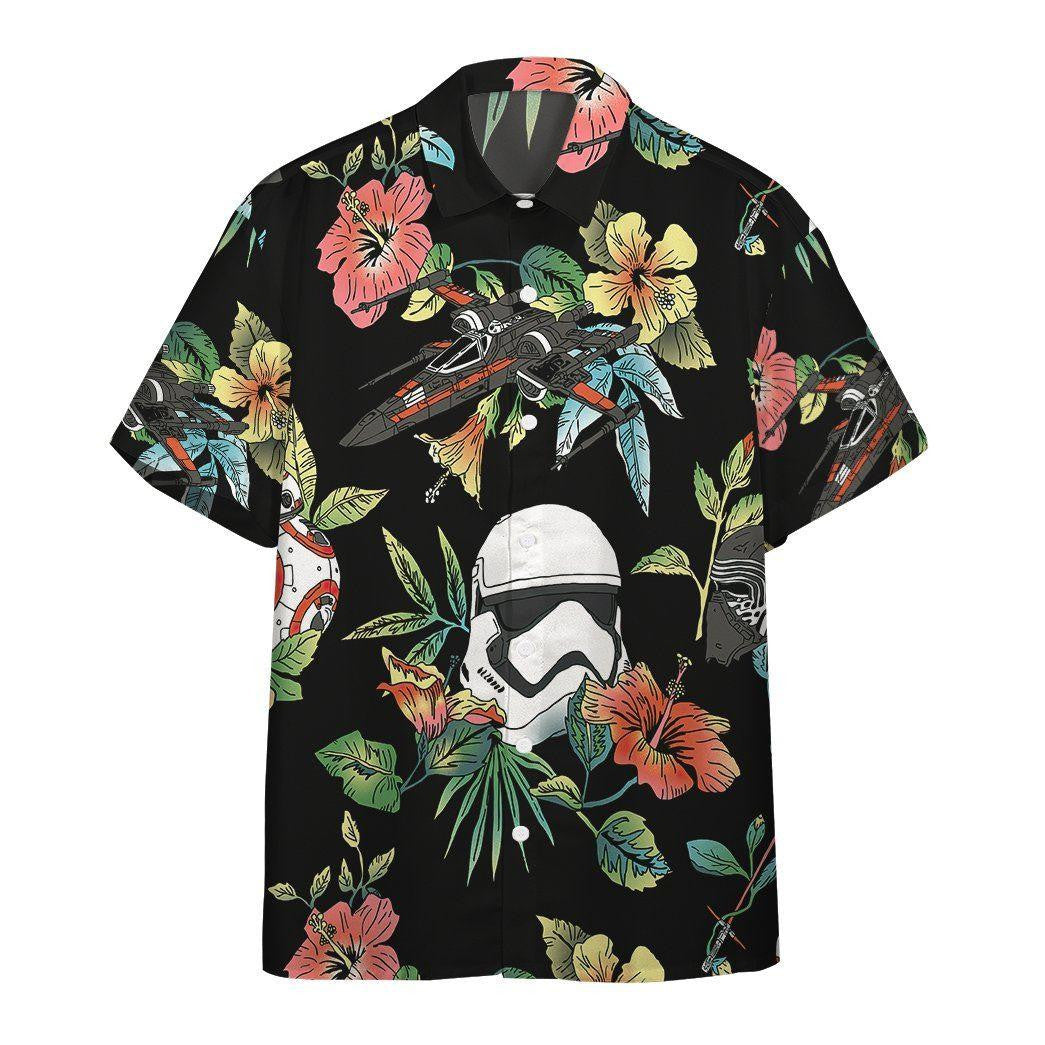SW Tropical Flowers Hibiscus Leaves Hand Drawn Pattern Hawaiian Shirt, Hawaiian Shirt Gift, Christmas Gift