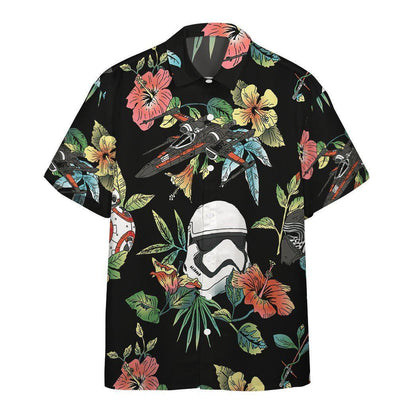 SW Tropical Flowers Hibiscus Leaves Hand Drawn Pattern Hawaiian Shirt, Hawaiian Shirt Gift, Christmas Gift
