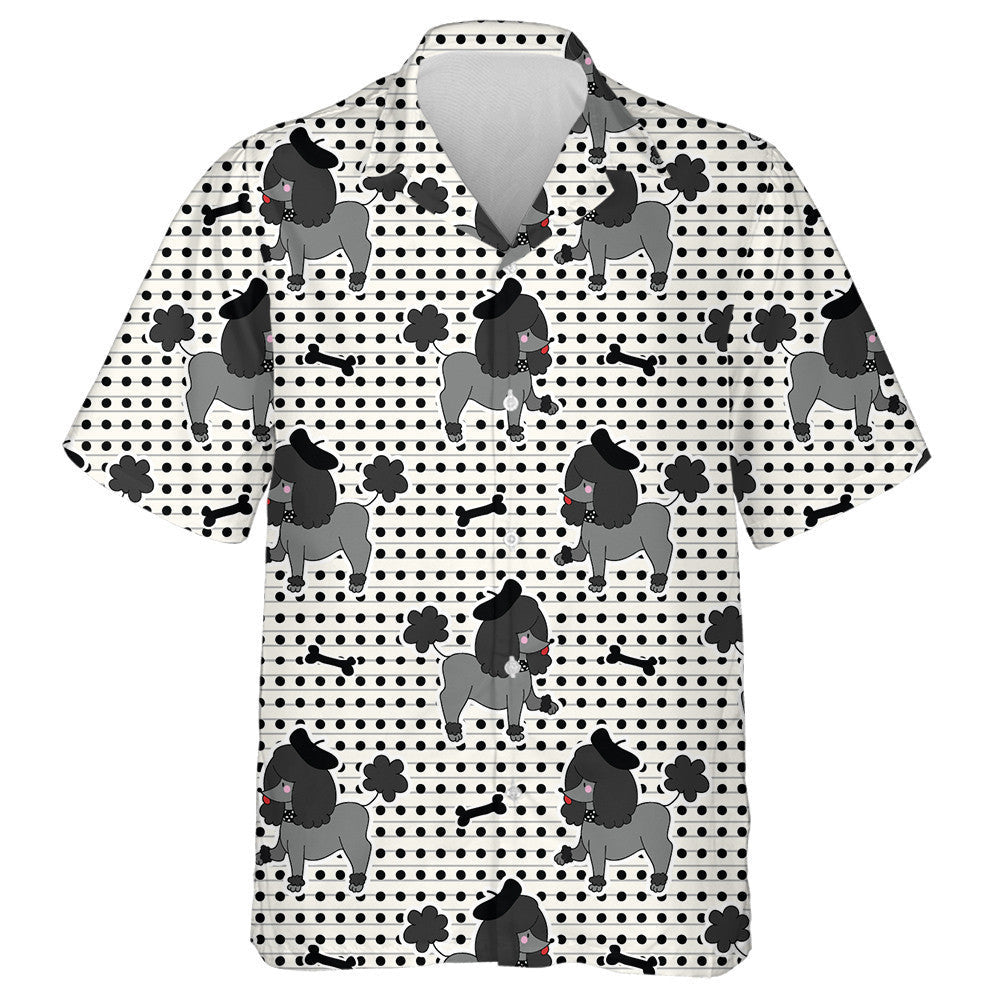 Black Poodle Puppy Dog With Bone Hawaiian Shirt, Hawaiian For Gift