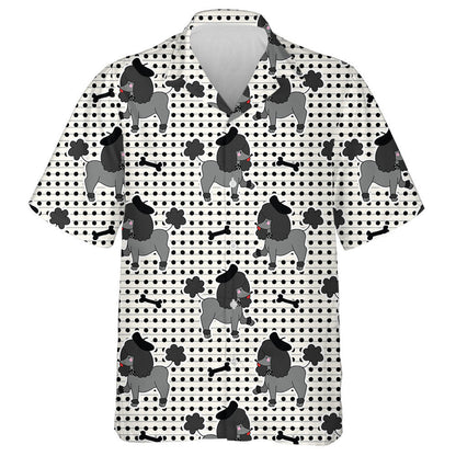 Black Poodle Puppy Dog With Bone Hawaiian Shirt, Hawaiian For Gift