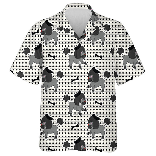 Black Poodle Puppy Dog With Bone Hawaiian Shirt, Hawaiian For Gift