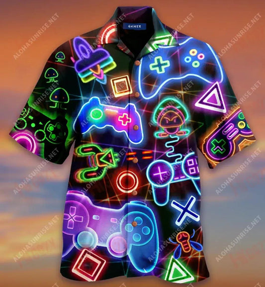 I'D Rather Be Gaming Short Hawaiian Shirt Hobbies Aloha Shirt Hawaiian Crazy Shirts Hawaiian Shirts For Men, Hawaiian Shirt Gift, Christmas Gift