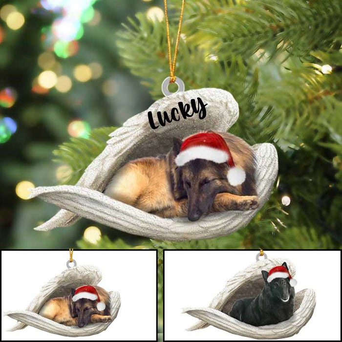 Belgian Shepherd Sleeping Angel Christmas Flat Acrylic Dog Ornament Memorial Dog Gift ,Christmas Gift,Christmas Decoration