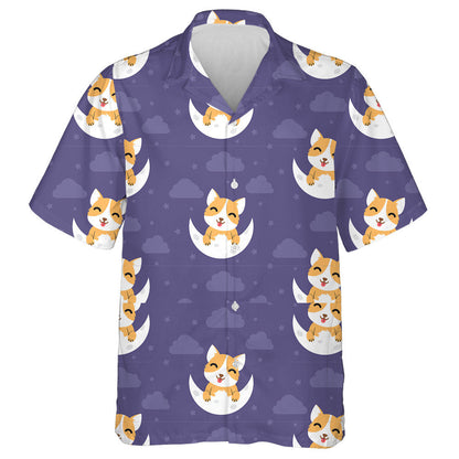 Happy Dog With Moon And Stars In Cartoon Background Hawaiian Shirt, Hawaiian Shirt Gift, Christmas Gift