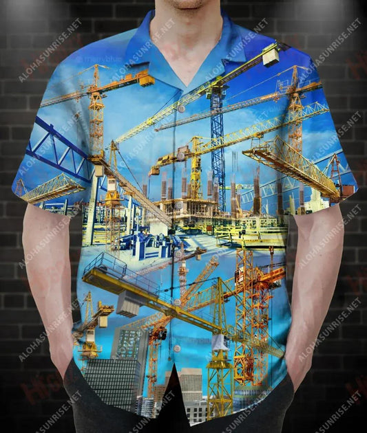 Echte Männer bedienen Kranmaschine Unisex Hawaiihemd Hobbies Kurzarm Taktisches Hawaiihemd Hawaiihemd Muster, Hawaiihemd Geschenk, Weihnachtsgeschenk