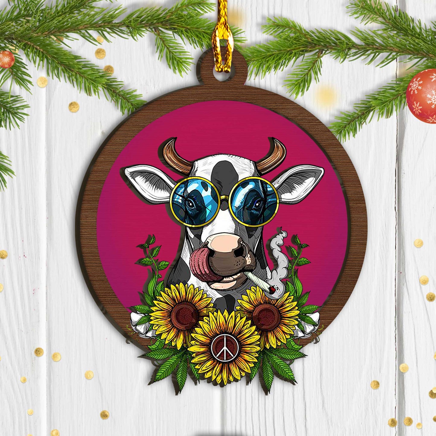 Cool Cow Christmas Ornament, Christmas Gift, Christmas Decoration