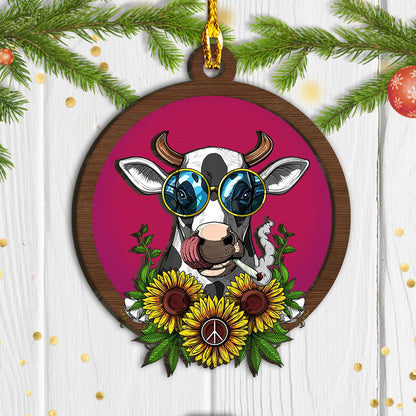 Cool Cow Christmas Ornament, Christmas Gift, Christmas Decoration