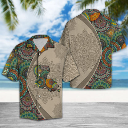 Abstract Map Of Louisiana Mandala Flower Patchwork Pattern Hawaiian Shirt, Hawaiian Shirt Gift, Christmas Gift