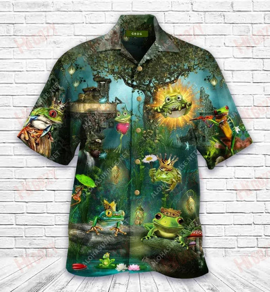 Kiss A Frog Short Hawaiian Shirt Vacation Hawaiian T Shirts Tactical Hawaiian Shirt Hawaiian Shirts For Men, Hawaiian Shirt Gift, Christmas Gift