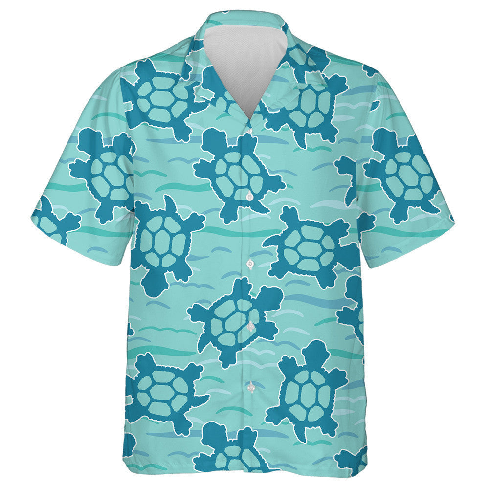 Hand Drawn Swimming Sea Turtles Ocean Nature Hawaiian Shirt, Hawaiian Shirt Gift, Christmas Gift