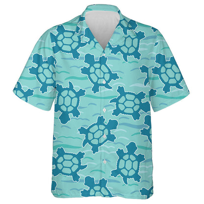 Hand Drawn Swimming Sea Turtles Ocean Nature Hawaiian Shirt, Hawaiian Shirt Gift, Christmas Gift