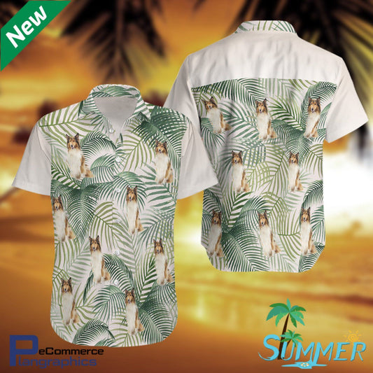 Shetland Sheepdog Summer Hawaiian Aloha Shirt Hawaiian Shorts Beach Short Shirt, Hawaiian Shirt Gift, Christmas Gift