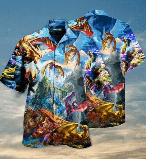 Fantasy Dragon World Memories Design Hawaiian Shirt,Hawaiian Shirt Gift, Christmas Gift