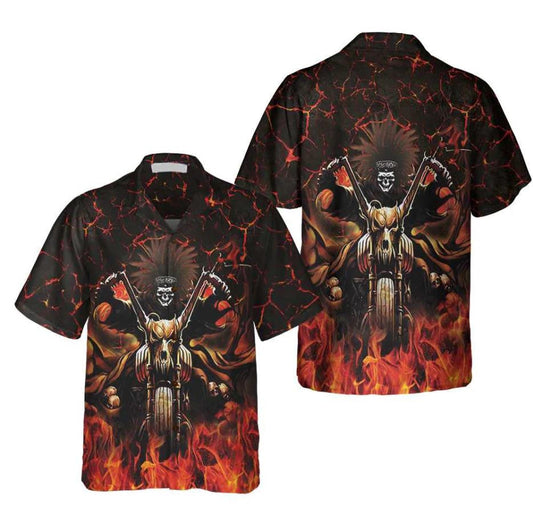 Skull Biker Racing Gift For Biking Lovers Hawaiian Shirt, Hawaiian Shirt Gift, Christmas Gift
