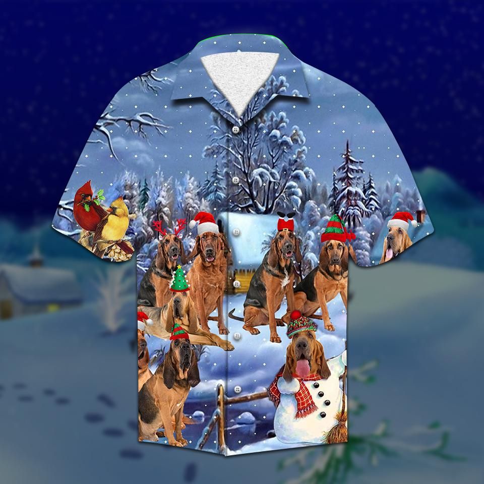 Bloodhound Christmas Hawaiian Shirt, Hawaiian Shirt Gift, Christmas Gift