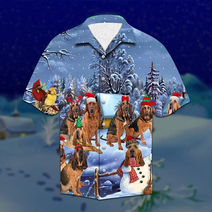 Bloodhound Christmas Hawaiian Shirt, Hawaiian Shirt Gift, Christmas Gift