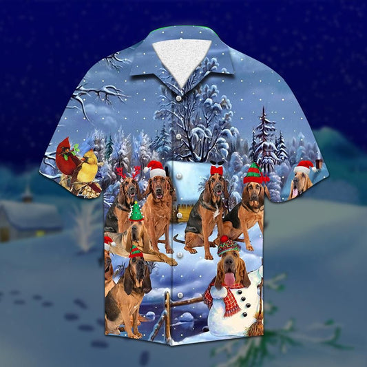 Bloodhound Christmas Hawaiian Shirt, Hawaiian Shirt Gift, Christmas Gift