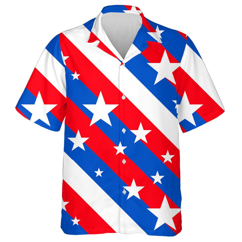 Coloring American Style Stripes And Stars Pattern Hawaiian Shirt, Hawaiian Shirt Gift, Christmas Gift