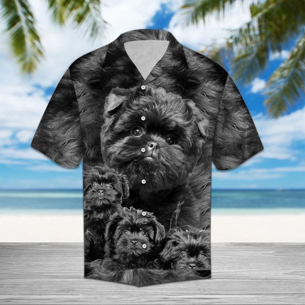 Great Affenpinscher Portrait Dark Color Design Themed Hawaiian Shirt, Hawaiian Shirt Gift, Christmas Gift
