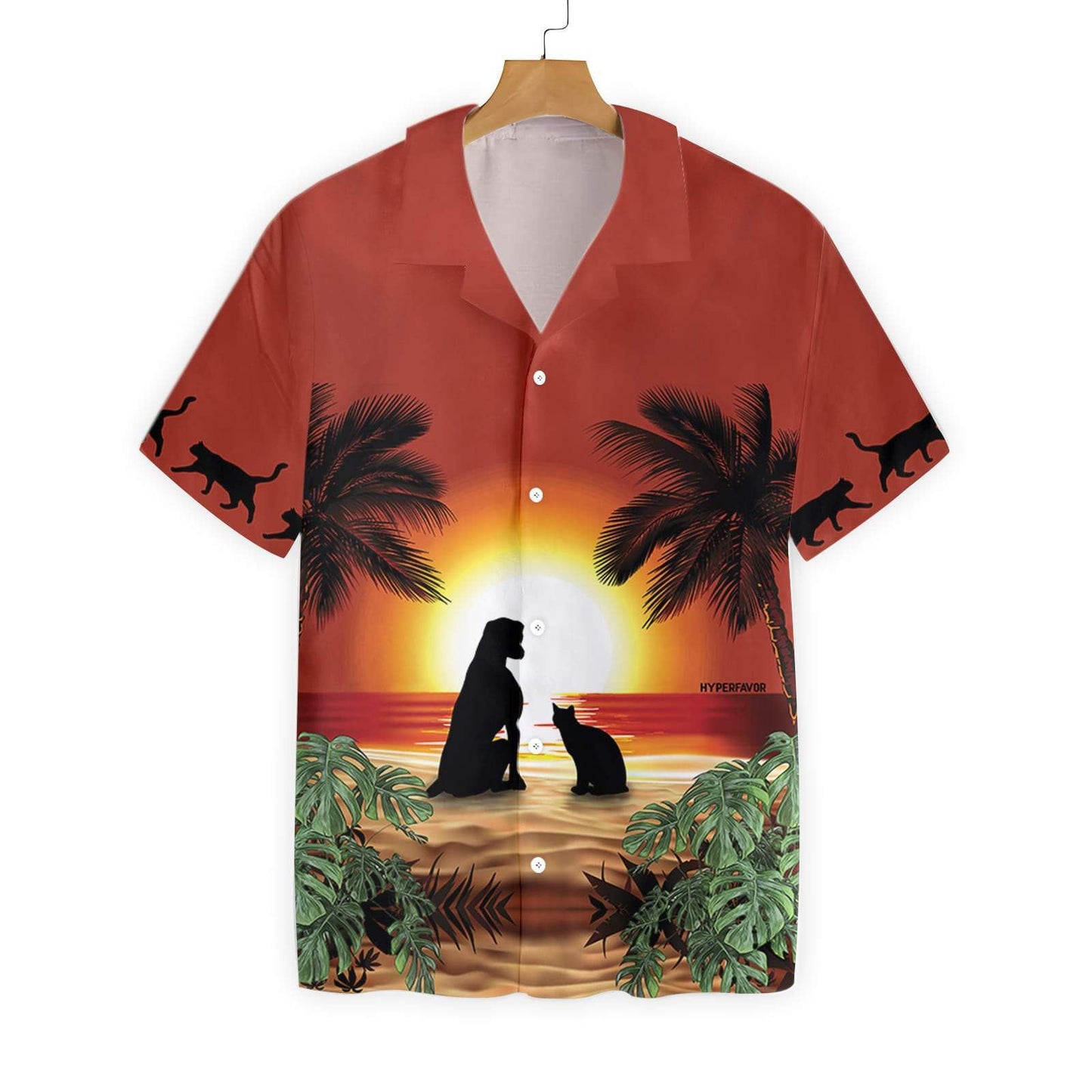 Cat And Dog In Beautiful Sunset Best Friend Hawaiian Shirt, Hawaiian Shirt Gift, Christmas Gift