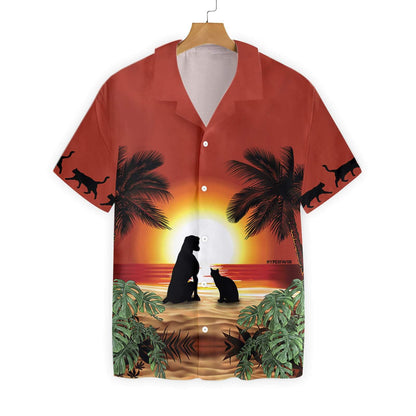 Cat And Dog In Beautiful Sunset Best Friend Hawaiian Shirt, Hawaiian Shirt Gift, Christmas Gift