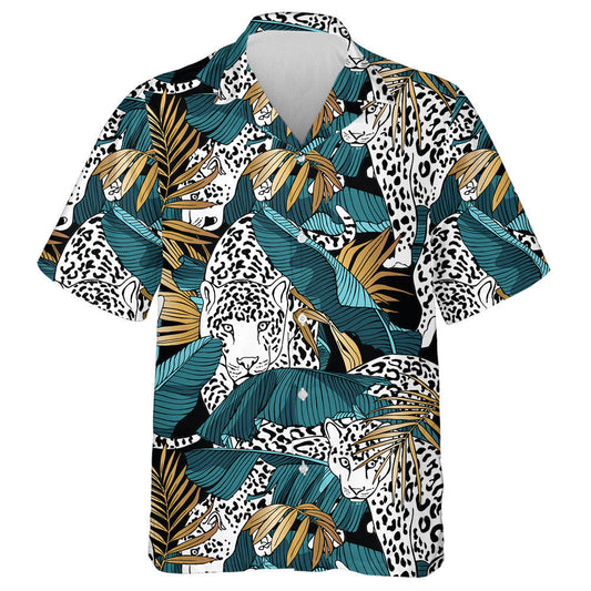 American Leopard And Exotic Green Yellow Tropical Banana Hawaiian Shirt, Hawaiian Shirt Gift, Christmas Gift