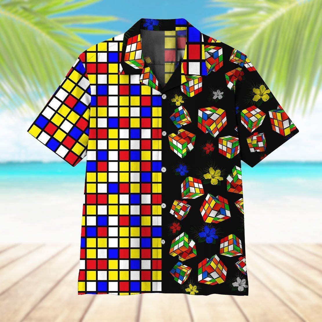 Game Rubik Artistic Background Design Hawaiian Shirt,Hawaiian Shirt Gift, Christmas Gift