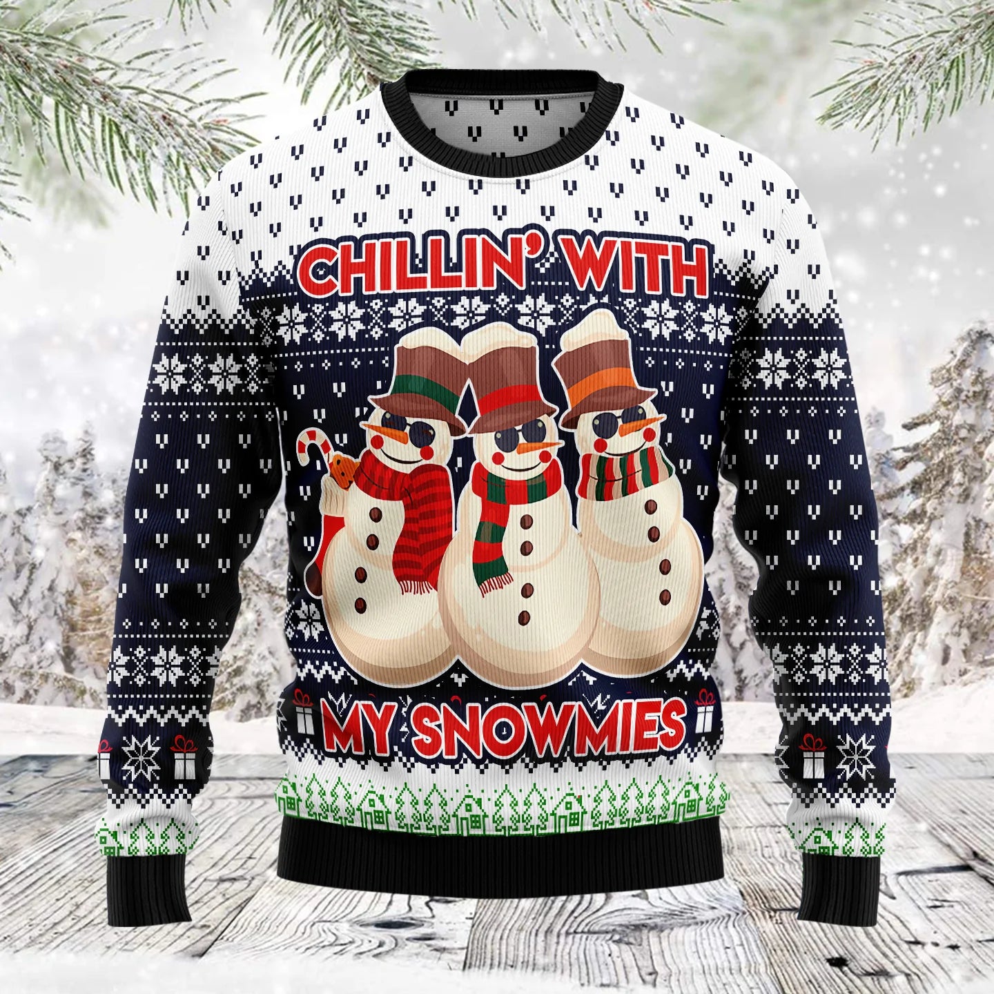 Chilling With My Snowmies unisex womens & mens, couples matching, friends, funny family ugly christmas holiday sweater gifts
