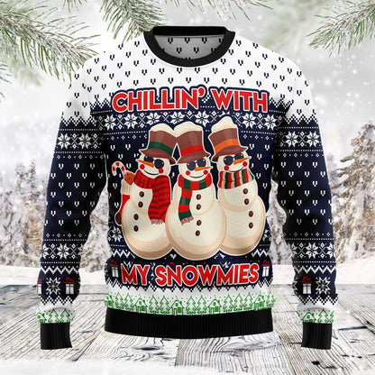 Chilling With My Snowmies unisex womens & mens, couples matching, friends, funny family ugly christmas holiday sweater gifts