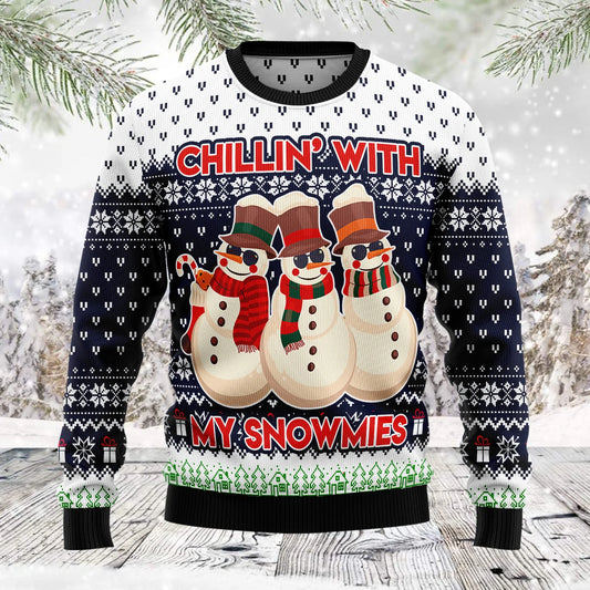 Chilling With My Snowmies unisex womens & mens, couples matching, friends, funny family ugly christmas holiday sweater gifts