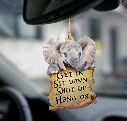 Elephant get in elephant lover two sided car hanging ornament, Christmas Decoration