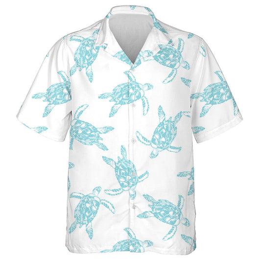 Hand Drawn Sea Turtles Abstract Pastel Colors Hawaiian Shirt, Hawaiian Shirt Gift, Christmas Gift