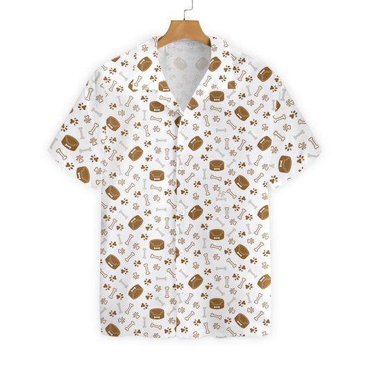 Dog Bone And Bowl On White Background Hawaiian Shirt, Hawaiian Shirt Gift, Christmas Gift