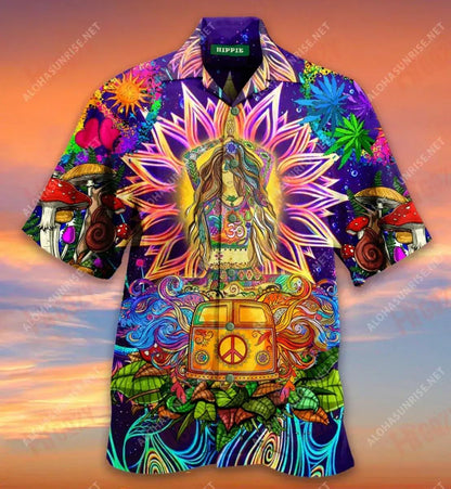 Style Yoga Hippie On Trip Short Hawaiian Shirt Summer Tropical Shirts Hawaiian Crazy Shirts Hawaiian Shirt Pattern, Hawaiian Shirt Gift, Christmas Gift
