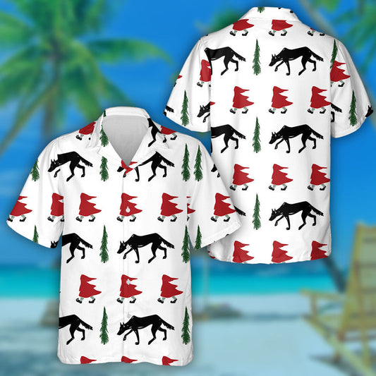 The Wolf And The Red Hood In A Gloomy Atmosphere Hawaiian Shirt, Hawaiian Shirt Gift, Christmas Gift